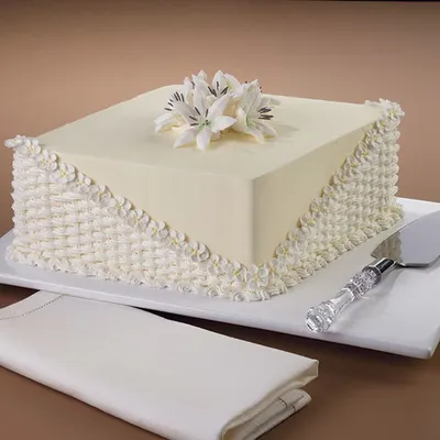 Свадебный торт одноярусный прямоугольный - 34 фото