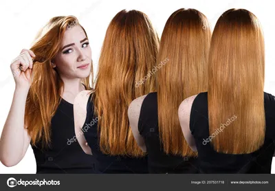 Рыжие волосы до и после процедуры . стоковое фото ©kotin 207531718