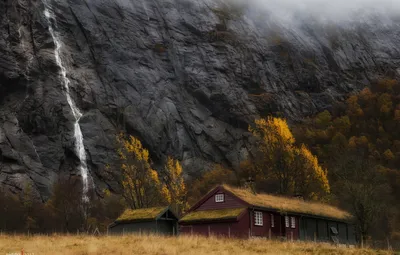 Обои осень, горы, дом, водопад, Норвегия, Viggo Johansen Photography,  Ставангер, Ругаланн картинки на рабочий стол, раздел природа - скачать