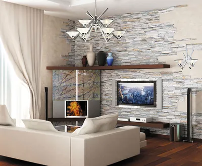 Отделка стен в квартире декоративным камнем и обоями (56 фото): в  интерьере, применение, как выложить в гостиной, ниша