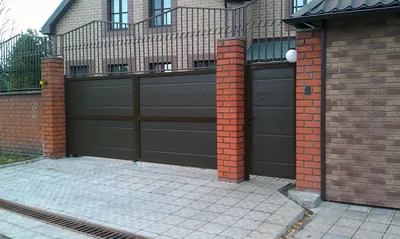 Откатные ворота | Купить раздвижные ворота с калиткой из профнастила в  Amico-system ▻ Цена в Киеве