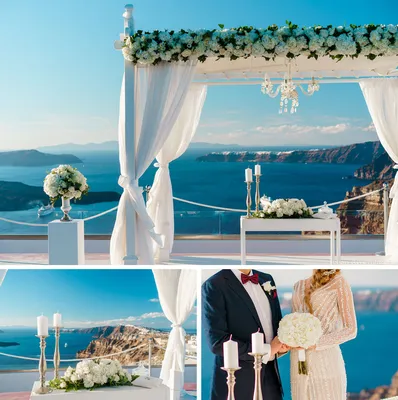 Свадьба на Санторини: флористика, декор и оформление | Vanilla Sky Weddings