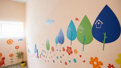 Разработка дизайн проектов ДОУ. Оформление стен и залов детских групп в  детских садах - примеры и фото.
