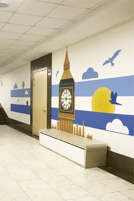 Оформление стен коридора частного детского садика | Decorating of preschool  #ДетскийСад #дизайнст… | Декор офисных стен, Детские рисунки на стенах,  Дизайн больницы