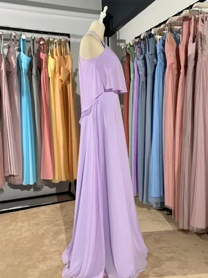 Pastel лиловое платье подружки невесты платье 2022 цвет длинный  воротник-лодочка без рукавов шифоновое настраиваемое модное платье mocini  Tail - купить по выгодной цене | AliExpress