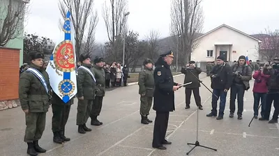 Передача боевого знамени 126 бригаде береговой обороны в Крыму Перевальное.  - YouTube