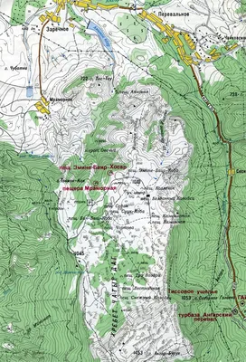 Топографическая карта Крыма: Заречное - Перевальное - пещера  Эмине-Баир-Хосар - пещера Мраморная - хребет Чатыр-Даг - Ангарский перевал.