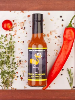 Средне острый Соус Angry Goat Pepper Co. Yellow Flamingo (Желтый фламинго)  Hot Sauce Scoville 12776212 купить в интернет-магазине Wildberries