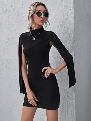 Эффектное платье-кейп в рубчик, цена 582 грн — Prom.ua (ID#1414683463)