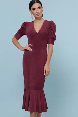 Бордовое платье с воланом внизу, цена 678 грн — Prom.ua (ID#1420454732)