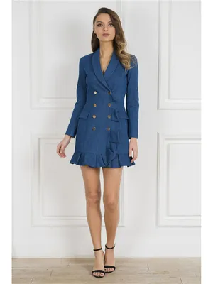 Платье-пиджак с воланом Self Made 5324373 синего цвета – цена 5460 ₽ в  интернет-магазине Wildberries | купить в Москве, бесплатная доставка по РФ