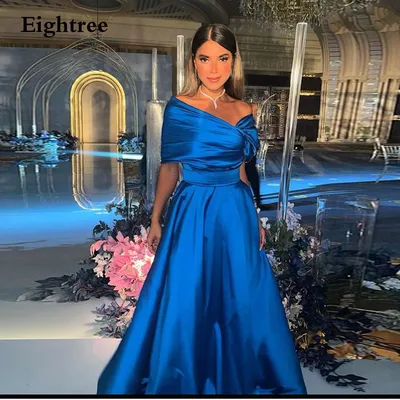 Женское вечернее платье с рукавами-крылышками, длинное плиссированное платье  в стиле Саудовской Аравии, ярко-синее платье для выпускного вечера, 2022 -  купить по выгодной цене | AliExpress