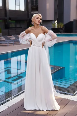 Свадебное платье в стиле ампир со съемным рукавом Sellini Bonda | Купить  свадебное платье в салоне Валенсия (Москва)