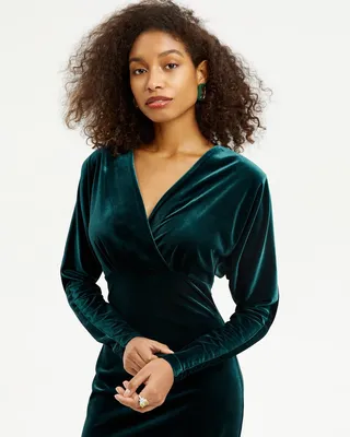 Платье из бархата темно-зеленого цвета - 2MOOD