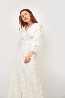 Платье миди из шитья белого цвета【MustHave ❤】Женские Платья Сарафаны