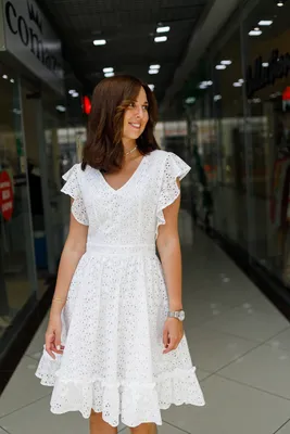 Все товары \u003e Белое платье из шитья с рукавами крылышками купить в  интернет-магазине