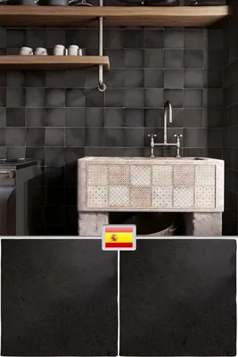 Черная плитка под сланец на кухню для стены | Черные плитки, Плитка, Кухня