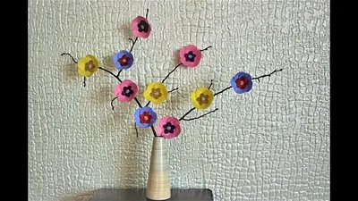 Поделки из веток. Летний декор \"Цветущее дерево\". Crafts from the branches.  Spring decor. - YouTube