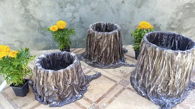 Planter stump from an old bucket and unnecessary things - YouTube