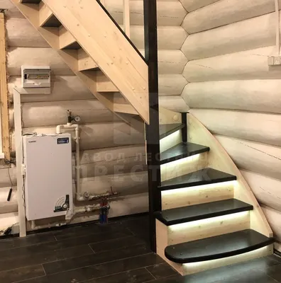 Полувинтовая лестница с подсветкой ЛС-1145 - купить в Москве, цена от  234000 руб.