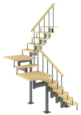 Полувинтовые лестницы на второй этаж (дерево, металл)