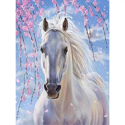 Алмазный гобелен DiamantArt The White Horse - 40 x 50 см, Круглые бусины - eMAG.bg