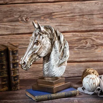Декоративная статуэтка на пьедестале - Голова лошади - S-Gifts