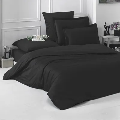 Постельное белье однотонное LOFT Черный 1,5 спальный по цене 8437.5 руб —  купить в интернет-магазине Touchmehome.ru
