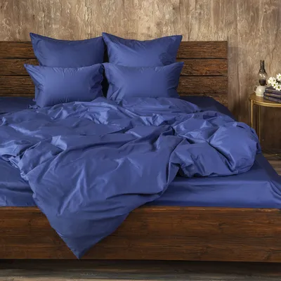 Купить Комплект постельного белья Сатин-Люкс однотонный синий 4055 в Москве