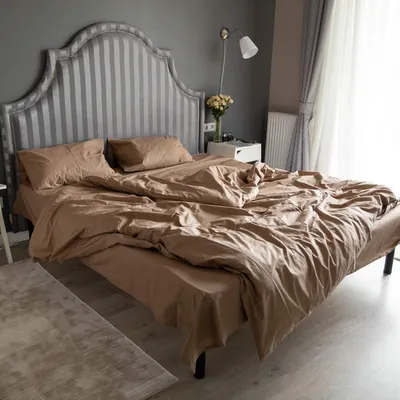 Однотонное постельное белье бязь “Симпатия” - купить постельное белье бязь  светло коричневого цвета