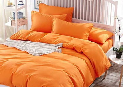 Постельное белье однотонное: 1,5 спальное \"Оранжевый\"