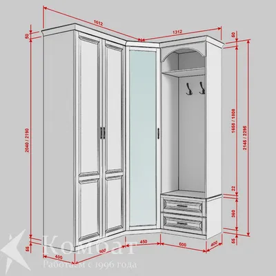 Угловая прихожая «Классика» - производство по индивидуальным размерам