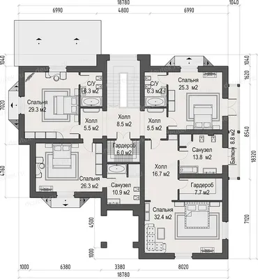 DT0353 - готовый проект американского дома с гаражом на 2 машины