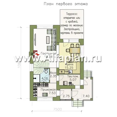 320A «Каюткомпания» - экономичный дом для небольшой семьи и маленького  участка: цена | Купить готовый проект с фото и планировкой