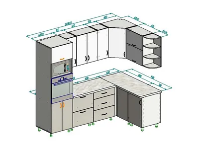 Угловая кухня с пеналом 2,4*1,5 м на заказ купить в Ижевске