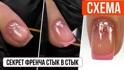 Секреты ФРЕНЧА гель-лаком стык в стык. СХЕМА и самое подробное объяснение.  ОМБРЕ растяжка блесткой - YouTube | Дизайнерские ногти, Гель-лак, Растяжка