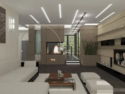 Современный дизайн гостиной с камином. Дизайн каминной комнаты.