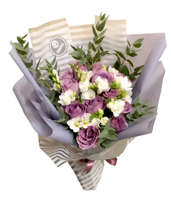 Заказать Букет с розой Мемори Лейн, фрезией и эвкалиптом с доставкой по  Одессе - Квіткова Майстерня Floristella