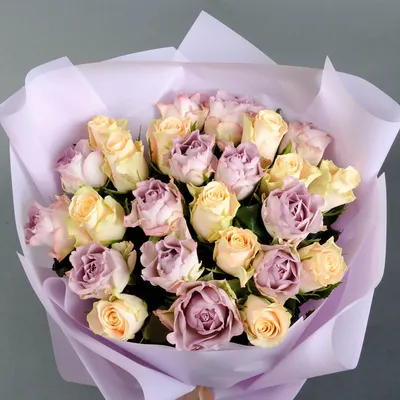 Букет 25 роз Мемори Лейн и Шарман - shop.camellia.ua, доставка цветов,  доставка букетов