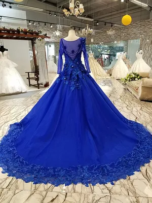 3111 плюс размер вечернее платье с длинным рукавом светло-голубой бисером  пышные Длинные платья невесты - купить по выгодной цене | AliExpress