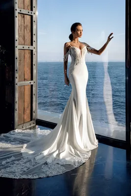 Свадебное платье русалка со шлейфом фото