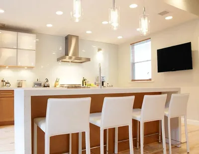 Освещение на кухне: фото в интерьере, освещение кухни, свет на кухне,  дизайн - освещение в кухне-гостиной для столовой зоны, варианты