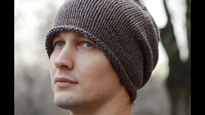 Мужские шапки, 38 моделей с описанием связанных спицами, Вязание для мужчин  спицами
