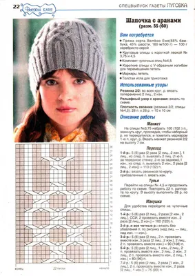 Изучаем узоры для вязания спицами шапок по схеме с описанием
