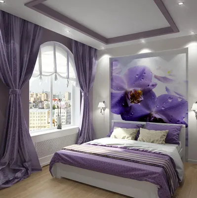 Фиолетовая спальня: 100 фото красивых решений дизайна интерьера