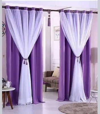 Фиолетовые шторы в спальню - 66 фото
