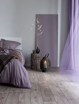 Фиолетовый и серый цвет в интерьере - 83 фото