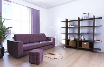 Фиолетовый диван в интерьере +75 фото в гостиной и других комнатах