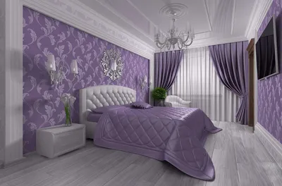 Сиреневый Цвет В Интерьере: 210+ (Фото) Сочетаемости Дизайна | Спальня в  фиолетовых тонах, Фиолетовые спальни, Красивые спальни