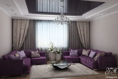 Серо фиолетовый диван в интерьере - 73 фото